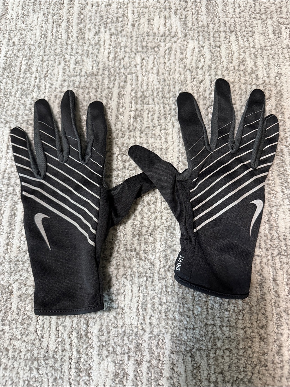 Nike Black Gloves with Gray Stripe Accents